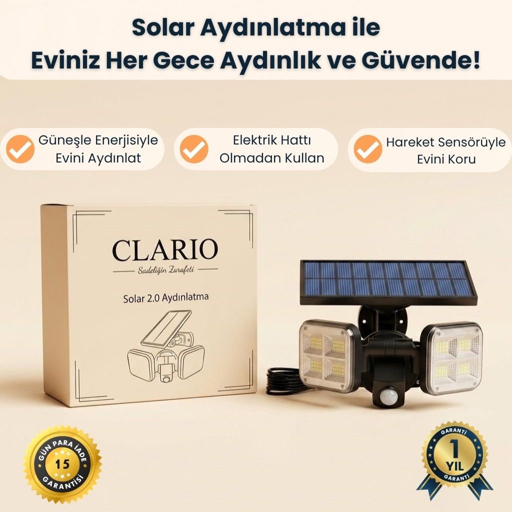 Clario - 2.0 Sensörlü Solar Aydınlatma - Clario